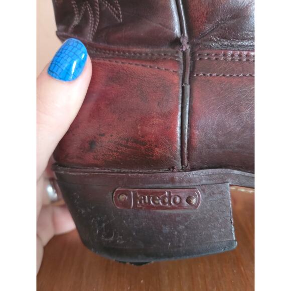 Laredo Mens 12in Black Cherry Western Style Traditional Cowboy Boots Size 7 - Picture 2 of 8